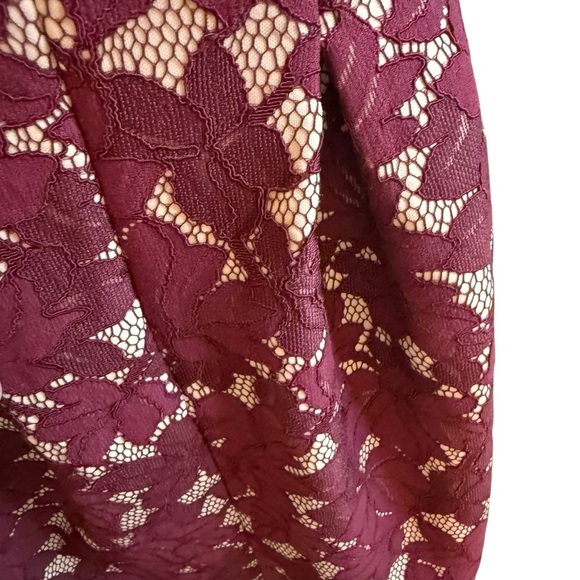 Altar'd State Burgundy Lace Halter Fit and Flare Mini Dress (Skater Style) - Picture 4 of 8